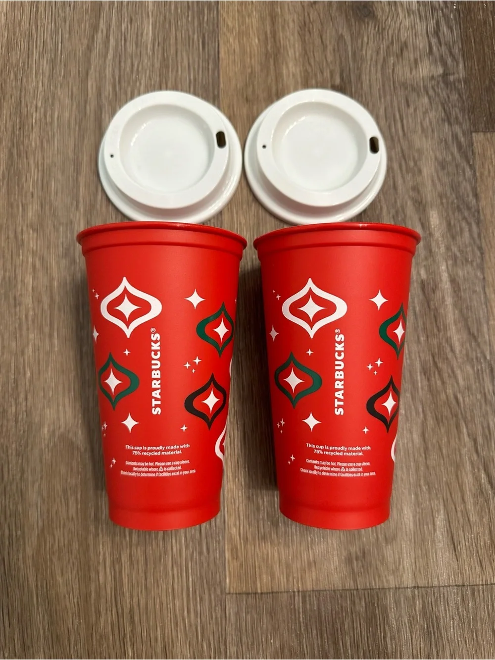 New Starbucks Holiday 2023 Red‎ Cup Day (16 oz) Reusable Hot Cup Set of 2
